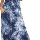 YOZLY Cotton Nightgowns for Women Short Sleeve Long Night Gowns Soft V Neck Sleepwear with Pockets (Blue, M)