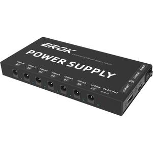 EROK Guitar Pedal Rechargeable Power Supply with Built-in 10000mAh,7 Isolated DC 9V (1x300mA, 6x100mA) Jacks, Guitar Bass Pedals,5V/1A USB Port, Rechargeable Battery Effect Pedal Power