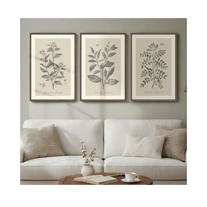 Framed Vintage Botanical Wall Art, 3 Piece Neutral Floral Plants Canvas Painting Prints Artwork for Living Room, Rustic Flowers Pictures for Farmhouse Bedroom Kitchen Dining Room Home Decor, 16x24