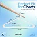 coconino Plastic Hangers 20 Pack - Non-Slip Clothes Hangers with Built-in Hooks - Heavy Duty Space Saving Coat Hangers for Closet - Durable Clothing Hanger for Shirts, Pants, Dress, Coats - White