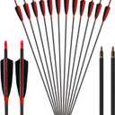 Archery Carbon Arrows 400 Spine with 4 Real Feather Fletching 100 Grain Points for Compound Recurve Longbow (12 Pack), 31 Inch Arrows