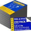 Business Card Magnets Peel and Stick 250 Pack - 2" x 3.5 Magnetic Sheets with Adhesive Backing for Crafts, DIY - Strong Craft Flexible Self Sticky Magnet Set for School Classroom, Fridge, Photo, Cards