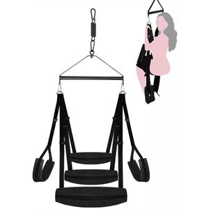 Sex Swing Ceiling Adult BDSM Bondage 360 Spinning Indoor Swing Sex Toys Furniture for Bedroom for Adults Couples with Steel Triangle Frame Heavy Duty Holds Up to 800LBS Adjustable Sweatshirt