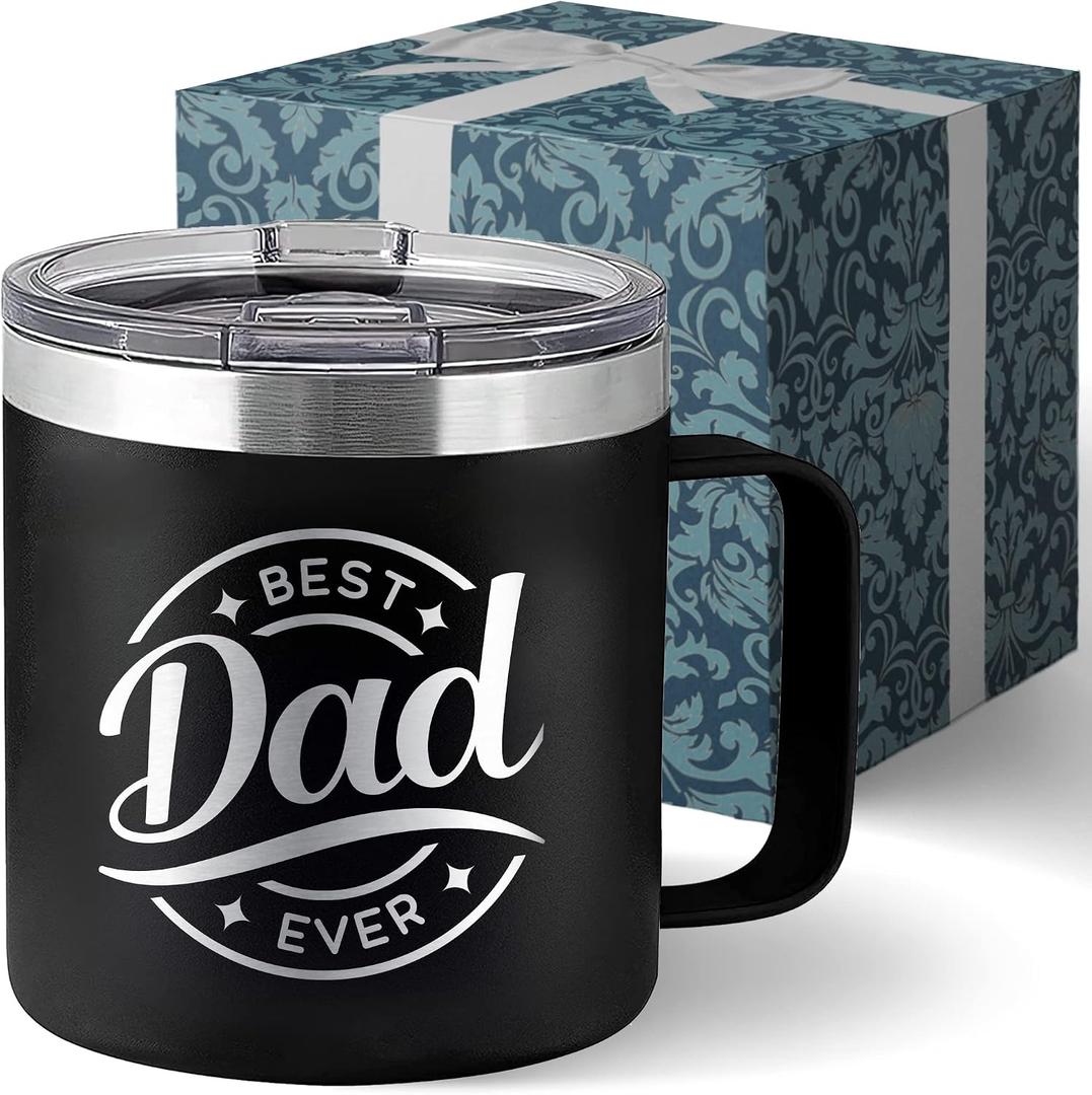 Best Dad Ever Gifts for Fathers Day Mug from Daughter - Dad Mug Tumbler Dads Gifts for Christmas Drinking Cup - Dad Birthday Papa Present - Father Birthday Gift 14oz Stainless Steel Tumbler with Lid