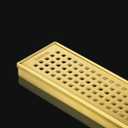 Neodrain 18-Inch Brushed Brass Linear Shower Drain with Removable Quadrato Pattern Grate,Professional 304 Stainless Steel Gold Rectangle Shower Floor Drain Manufacturer,Linear Drainwith Hair Strainer