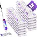 12 Pack Power Mop Refills Compatible with Swiffer Power Mop, for Swiffer Wet Pads Refill, for Floor Cleaning, Unscented (12p Disposable Purple)