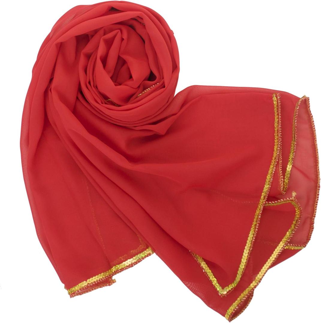 Stunning Handmade Chiffon Belly Dance Veil For Practice (Red)