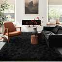Black Rugs for Living Room Fluffy 5x8 ft Bedroom Rug Non-Slip Area Rugs Shag Carpet for Nursery Kids PlayRoom Dorm Office Indoor Modern Plush Carpets Boys
