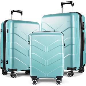 Luggage Sets 3 Piece with Spinner Wheel, Hardside Suitcase Set with TSA Lock, Expandable Lightweight Travel Luggage for Men and Women, Mint Green