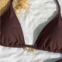 SOLY HUX Women's Halter String Bikini Sets High Cut Cheeky Thong Sexy Two Piece Swimsuits Bathing Suit (Brown, M)