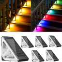 Solar Step Lights for Outside, 6 Pack Stair Lights Outdoor Waterproof with RGB & Warm White Mode, Auto ON/ Off LED Step Lights Outdoor Solar Powered for Step Stair Patio Yard Porch Frontdoor