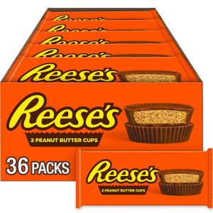 REESE'S Milk Chocolate Peanut Butter Cups, Candy Packs, 1.5 oz (36 Count) (EXP 12/02/26)