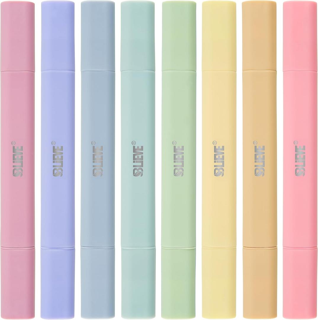 BLIEVE Aesthetic Cute Highlighters No Bleed Through, Dual Tip 8 Pack, Pastel Colors For Bible & Journaling (CANDY)
