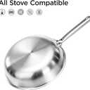 COOKER KING 12" Wok Pan with Lid, Stainless Steel Deep Skillet for Stir-Fry