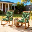 2 x LVTXIII Outdoor Tufted Low Back Cushions, Solid Fluffy Seat and Back Chair Cushion with Ties, Patio Replacement Rocking Chair Cushion for Outdoor Furniture Use, 21 W x 21D, 2 Pack, Swaying Palms Green