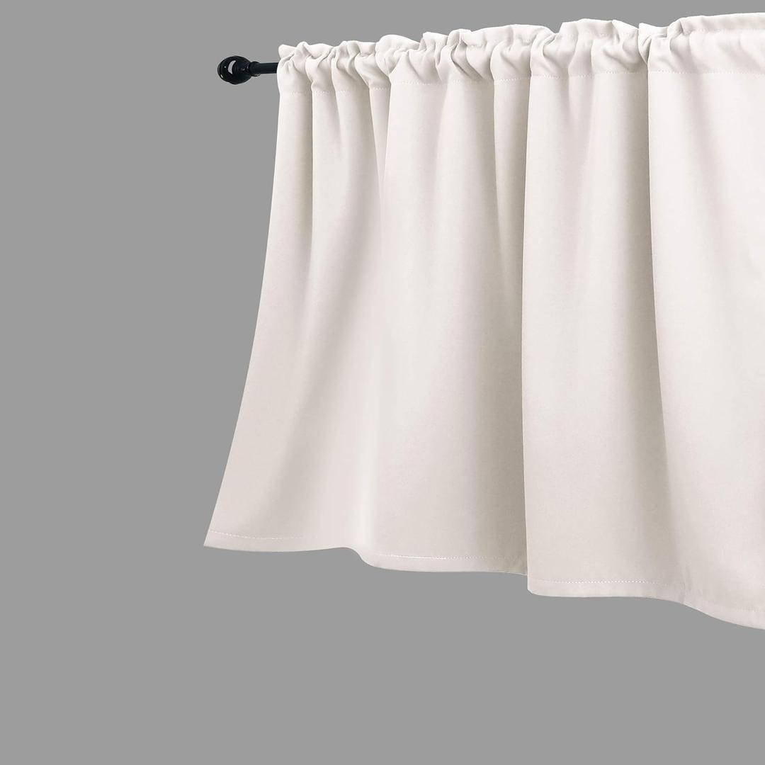 KOUFALL Farmhouse Kitchen Valances for Windows 12 Inch Length,Room Darkening Modern Light Blocking Insulated Thermal Curtains for Summer Heat,Cream Beige