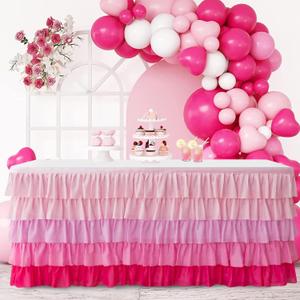 Table Skirt 14ft Pink Tutu Table Skirt For Rectangle Table Birthday Party Decorations Baby Shower Girls Parties Cake Dessert Table Decorations Ruffle Table Skirting