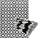 BalajeesUSA Outdoor Plastic Rugs - 6x9 Black, Reversible Recycled Plastic Straw Indoor Outdoor Patio Rugs Clearance Waterproof Large RV Camper Mats Outside 521