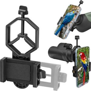 Metal Smartphone Telescope Adapter Camera Mount, Universal Phone Mount, Work with for Telescope Spotting Scope Microscope Monocular Binocular