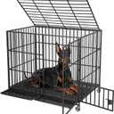 Escape-Proof Heavy Duty XXL Dog Crate – Indestructible Metal Kennel with 3 Doors, Removable Tray, Locking Wheels, Secure for Large/Medium Breeds, High Anxiety Pet Cage, 53.9" L x 35.8" W x 45.7" H