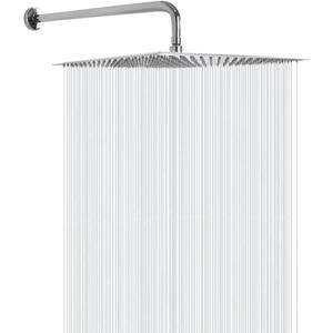 NearMoon Square Rain Shower Head With Extension Arm, Large Stainless Steel Rainfall Shower-Waterfall Full Body Coverage (16 Inch, Chrome)
