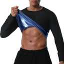 Sauna Shirt for Men Weight Loss Sweat Suit Mens Compressions Shirts Body Shaper Suits for Workout Sports Gym (XX-Large, Blue)
