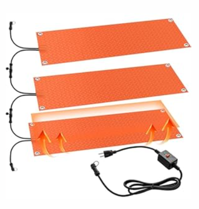Timgle 3 Pcs Snow Melting Walkway Mat, 10 x 30 Non Slip Rubber Heated Mat with Power Cord, 2 in/h Speed Snow and Ice Heated Pad for Winter Outdoor Stair Step Doorway Walkway Driveway (Orange)