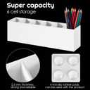 2 Pack Acrylic Makeup Brush Holder 6 Compartments Pencil Organizer Cup Pencil Holder for Desk Pen Organizer Storage Pen Holder for Accessories Cosmetic Brushes Office Bathroom Kitchen Supplies (White)