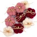 Fake Fall Pumpkin Decorations for Home, 9 Pcs Artificial Mini Fabric Pumpkins Autumn Decor, Fake Pumpkins for decorating, Fall Table Centerpiece Harvest Decor, Halloween, Thanksgiving, Burgundy & Pink (#1 Burgundy Set of 9)