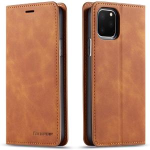 QLTYPRI for iPhone 11 Pro Case, Premium PU Leather Cover TPU Bumper with Card Holder Kickstand Hidden Magnetic Adsorption Shockproof Flip Wallet Case for iPhone 11 Pro (5.8 inch) 2019 - Brown