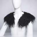 Male Viking Fur Shawl Costume-Medieval Male Fur Shoulder Wrap for Renaissance (Black)
