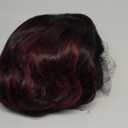 Short Black Red Bob Wig with Bangs for Women Natural Looking Heat Resistant Synthetic Wig Red Black Wavy Bob Wig for Daily Party Cosplay Use 14 Inch