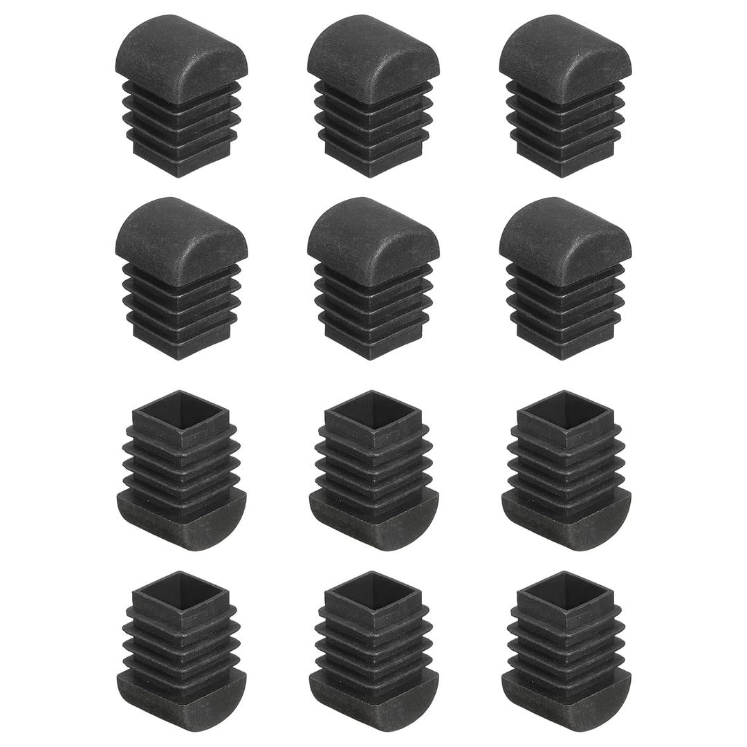 uxcell 0.8 x 0.8 Inch Square Plastic Plug, 28 Pcs Black Pipe Tubing End Cap Plastic Plug Cap Insert Glide Insert for Metal Tubing Fence Table Chairs Furniture, Black