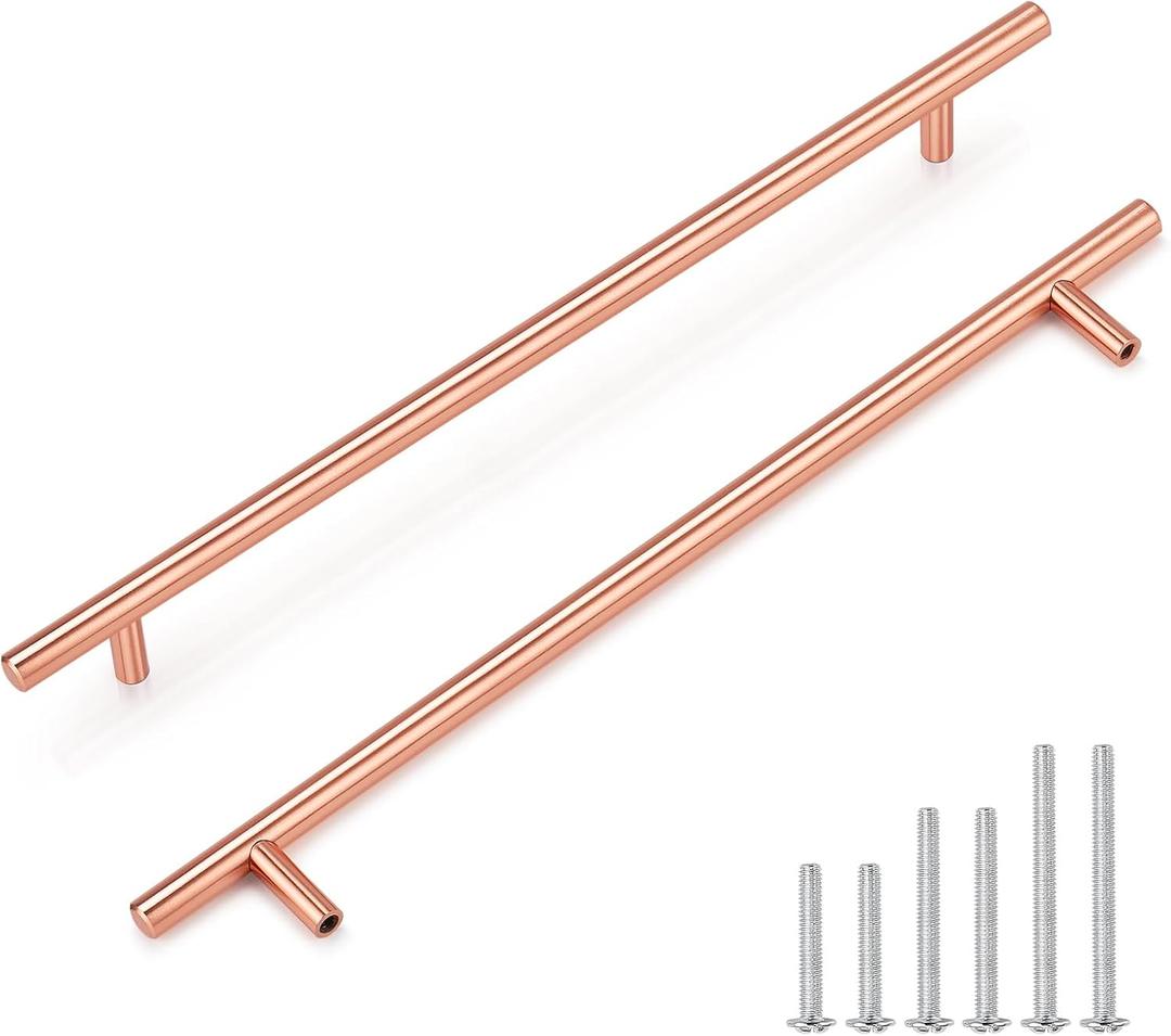 10 Pack Rose Gold Cabinet Handles and Knobs - 10 Inch (256mm) Hole Centers Solid Stainless Steel Kitchen Cabinet Hardware Pulls for Drawers, Dressers & Cabinets - Modern Cabinet Handles