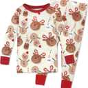 HonestBaby Holiday 2-Piece Pajamas Sleepwear PJs 100% Organic Cotton for Baby, Toddler, Kids (18 Months, Breakfast Deer)