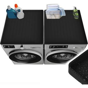 Washer and Dryer Silicone Covers for the Top, Non Slip Black Grey Silicone Mat for Washing Machine and Dryer Top Protector, Dust-Proof Washer Dryer Cover Pad (Black, 23"/23" ,2PCS)