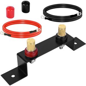 Battery Relocation Kit, Battery Jump Post Kit Heavy Duty Remote Battery Terminals Charging Post with Bracket Cable Compatible with UTV ATV Car Trucks RV Tractor Boat (1PCS)