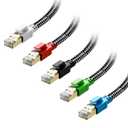 Cat 8 Ethernet Cable 3 ft 5 Pack Multi Color, Nylon Braided High Speed Heavy Duty Network LAN Patch Cord, 40Gbps 2000Mhz RJ45 Flat Internet Cable Shielded in Wall, Indoor&Outdoor for Modem/Router/PC