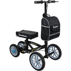 All Terrain Foldable Knee Scooter Walker, Disc Brake Knee Walker for Foot Injuries, Compact Crutches Alternative (Black) (Grey)