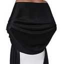 Pashmina Shawls and Wraps for Evening Dresses, Large Soft Pashminas Wedding Shawl (Black)