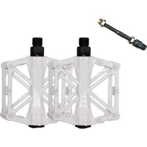 Bicycle Pedal - Aluminum Bearing Bike Pedals with 16 Anti-Skid Pins - Lightweight Platform Pedals - Universal 9/16" Bike Pedal for Mountain BMX MTB Road Bike (White)