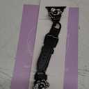 Minyee Compatible with Apple Watch Band 42/41/40/38/44/45/46/49mm Women, Dressy Slim Elegant Leather Metal Chain Strap with Bling Camellia Charms for iWatch Series 11 10 9 8 7 6 5 4 SE/Ultra 3 2 1 (Black/Black)