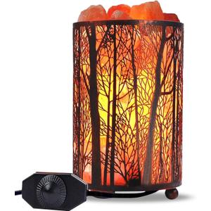 Shineled Himalayan Salt Lamp, Salt Rock Lamp Natural Night Light in Forest Design Metal Basket with Dimmer Switch (4.1 x 6.5 4.4-5lbs), 25Watt Bulbs & ETL Cord 1 Pack