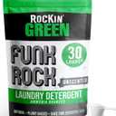 Rockin' Green Laundry Detergent, Plant based, All Natural Laundry Detergent Powder, Vegan and Biodegradable Odor Fighter, Safe for Sensitive Skin (Funk Rock Ammonia Bouncer 30 Loads - Unscented)
