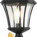 Dusk to Dawn Outdoor Post Lights with Pier Mount Base, Weather Resistant Aluminum 20" Exterior Pillar Coach Light with Clear Glass, Black Outdoor Pole Lamps for Patio, Porch, Yard