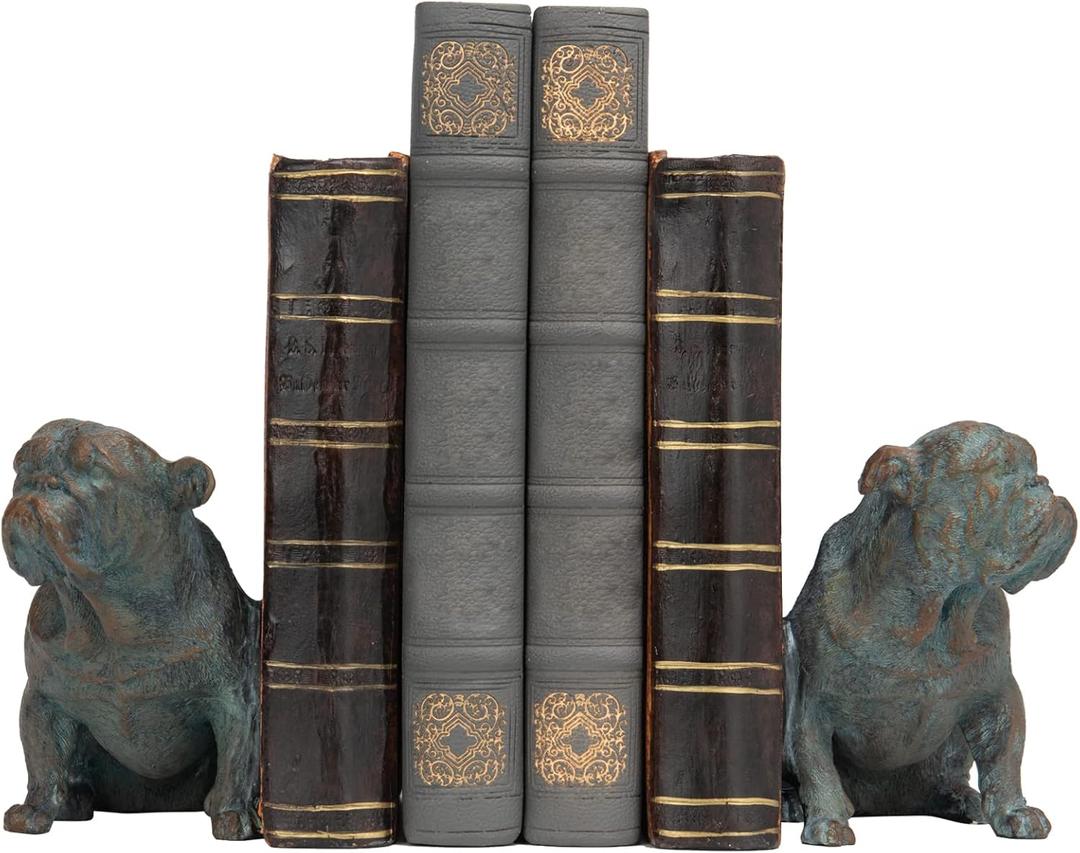 Dog Decorative Bookends Book Holder - Vintage Shelf Decor Book Ends to Hold Books Heavy Duty for Home Decor 3.5 X 4.5 X 6.25 inch Guichifun