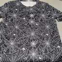 Halloween Spider Wed T Shirt Women Witches Cats Bats Ghost Shirts Short Sleeve Jack O' Lantern Face Boo Creepy Spooky Tops Size M