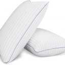 Pillows King Size Set of 2,Breathable Hotel Collection Bed Pillows for Sleeping Medium Firm Down Alternative Microfiber Filled,20 x 36 Inches (White)
