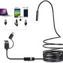 3 in 1 Endoscope Inspection Camera Borescope HD Camera Waterproof Snake Pipe Drain with 6 Adjustable Led Light Snake Cable USB Adapter for Android Phone Tablet Device(Size:2 M)