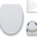 MinSha V/O-Shape Toilet Seat Replacement, Soft Close Quiet No Slam, PP Plastic Quick Release Easy Clean, Universal Fit for 17 oval & Elongated Toilets MinSOQ